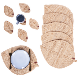 Beliani PEPPERLEAF - Set van 12 placemats en onderzetters - Natuurlijk - Jute