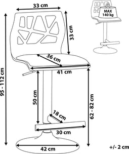 Beliani PETERSBURG - Barkruk verstelbaar - donkere houtkleur - Kunstleer