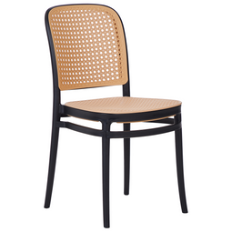 Beliani PLOSE - Eetkamerstoel set van 4 - Beige/Zwart - Kunststof