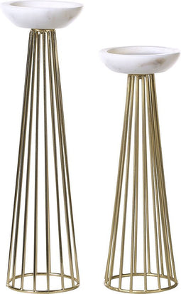 Beliani PORONG - Kandelaar set van 2 - Goud - IJzer