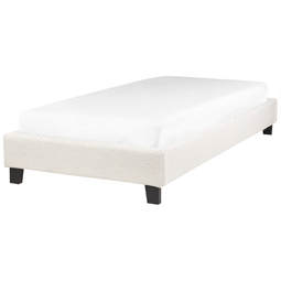 Beliani ROANNE - Eenpersoonsbed - Crème - 90 x 200 cm - Bouclé