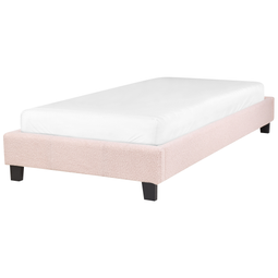 Beliani ROANNE - Eenpersoonsbed - Lichtroze - 90 x 200 cm - Bouclé