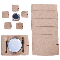 Beliani SALTBUSH - Set van 12 placemats en onderzetters - Natuurlijk - Jute