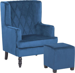 Beliani SANDSET - Fauteuil - Blauw - Fluweel