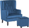 Beliani SANDSET - Fauteuil - Blauw - Fluweel