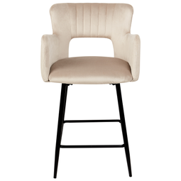 Beliani SANILAC - Barkruk set van 2 - Taupe - Fluweel