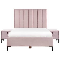 Beliani SEZANNE - Slaapkamerset - Roze - 140 x 200 cm - Fluweel