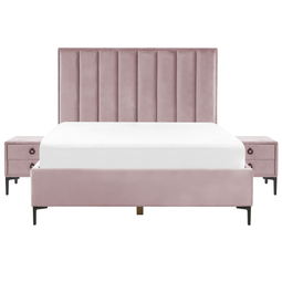 Beliani SEZANNE - Slaapkamerset - Roze - 160 x 200 cm - Fluweel