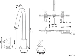 Beliani SIPI - Wastafelkraan - Goud - Messing