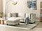 Beliani UNSTAD - Driezitsbank met ottomaan - Beige - Polyester