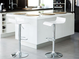 Beliani VALENCIA - Barkruk verstelbaar - wit - multiplex