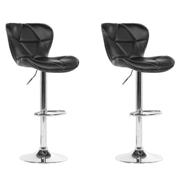 Beliani VALETTA - Barkruk verstelbaar - Zwart - Kunstleer