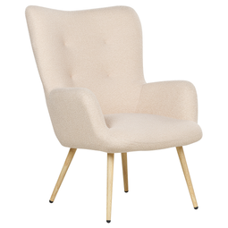 Beliani VEJLE - Fauteuil met hocker - Beige - Bouclé