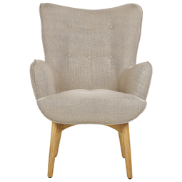 Beliani VEJLE - Fauteuil met hocker - Beige - Polyester