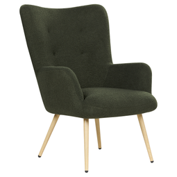 Beliani VEJLE - Fauteuil met hocker - Donkergroen - Bouclé