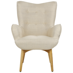 Beliani VEJLE - Fauteuil met hocker - Lichtbeige - Polyester