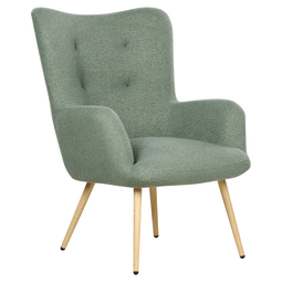 Beliani VEJLE - Fauteuil met hocker - Lichtgroen - Bouclé