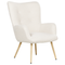 Beliani VEJLE - Fauteuil met hocker - Wit - Bouclé