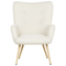 Beliani VEJLE - Fauteuil met hocker - Wit - Bouclé