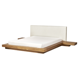Beliani ZEN - Waterbed - Lichthout - 160 x 200 cm - Bouclé