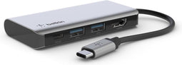 Belkin 4-in-1 USB-C Hub - 4K HDMI - Gigabit Ethernet - USB-A 3.0 - 60W