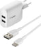 Belkin BOOST CHARGE™ 2-poorts USB-A-wandlader (24 W) + USB-A/USB-C®-kabel - 2 uitgangsaansluitingen - Wit