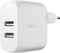 Belkin Boost Charge Universele 2-poorts snellader voor thuis - 24W - Wit
