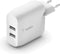 Belkin Boost Charge Universele 2-poorts snellader voor thuis - 24W - Wit