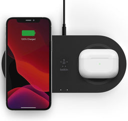 Belkin BOOST↑CHARGE™ - Wireless charger 15W-laadstation - Draadloze oplader twee laadoppervlakken - Zwart