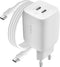 Belkin Boost-Up Charge Pro Adapter - 2x USB-C - 65W - Wit - Met USB-C naar USB-C kabel