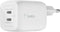 Belkin Boost-Up Charge Pro Adapter - 2x USB-C - 65W - Wit - Met USB-C naar USB-C kabel