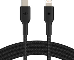 Belkin Braided iPhone Lightning naar USB-C kabel - 1m - zwart