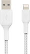 Belkin Braided iPhone Lightning naar USB kabel - 15cm - wit