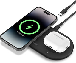 Belkin, Draadloze oplader Draadloze Qi2 dubbele basis 15W, Zwart