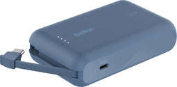 Belkin Powerbank 10.000mAh met Geïntegreerde USB-C Kabel – 20W Snelladen – Blauw
