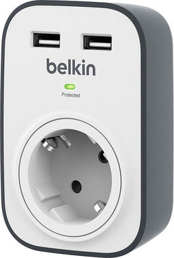 Belkin SurgeCube-spanningsbeveiliger met 1 stopcontact en 2 USB poorten