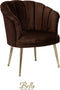 Bella Home Mila - Fauteuil - Velvet - Schelp - Bruin met gouden poten