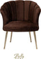Bella Home Mila - Fauteuil - Velvet - Schelp - Bruin met gouden poten