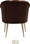 Bella Home Mila - Fauteuil - Velvet - Schelp - Bruin met gouden poten