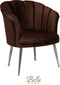 Bella Home Mila - Fauteuil - Velvet - Schelp - Bruin met zilveren poten