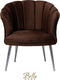 Bella Home Mila - Fauteuil - Velvet - Schelp - Bruin met zilveren poten