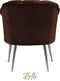 Bella Home Mila - Fauteuil - Velvet - Schelp - Bruin met zilveren poten