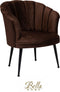 Bella Home Mila - Fauteuil - Velvet - Schelp - Bruin met zwarte poten