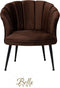 Bella Home Mila - Fauteuil - Velvet - Schelp - Bruin met zwarte poten