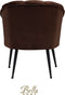 Bella Home Mila - Fauteuil - Velvet - Schelp - Bruin met zwarte poten