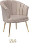 Bella Home Mila - Fauteuil - Velvet - Schelp - Creme met gouden poten