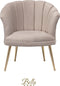 Bella Home Mila - Fauteuil - Velvet - Schelp - Creme met gouden poten