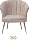 Bella Home Mila - Fauteuil - Velvet - Schelp - Creme met zilveren poten