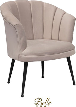 Bella Home Mila - Fauteuil - Velvet - Schelp - Creme met zwarte poten