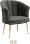 Bella Home Mila - Fauteuil - Velvet - Schelp - Grijs met gouden poten